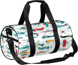 Airplane Print Sports Gym Bag for Men Women Lightweight Travel Duffle Bag with Shoulder Strap Waterproof Carry On Weekender Overnight Bag for Travel Sports Gym