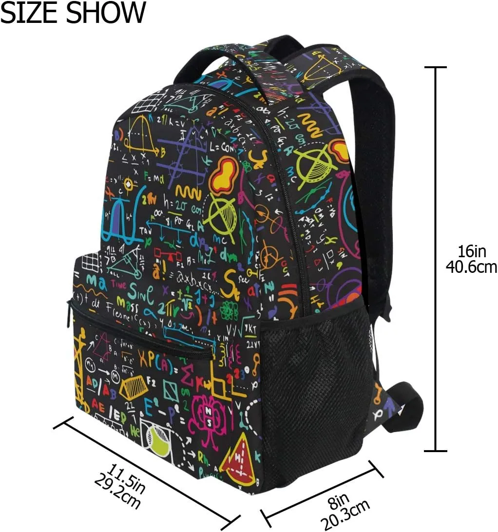 ALAZA Colorful Math Science Geometric Large Backpack Personalized Laptop iPad Tablet Travel School Bag with Multiple Pockets for Men Women College
