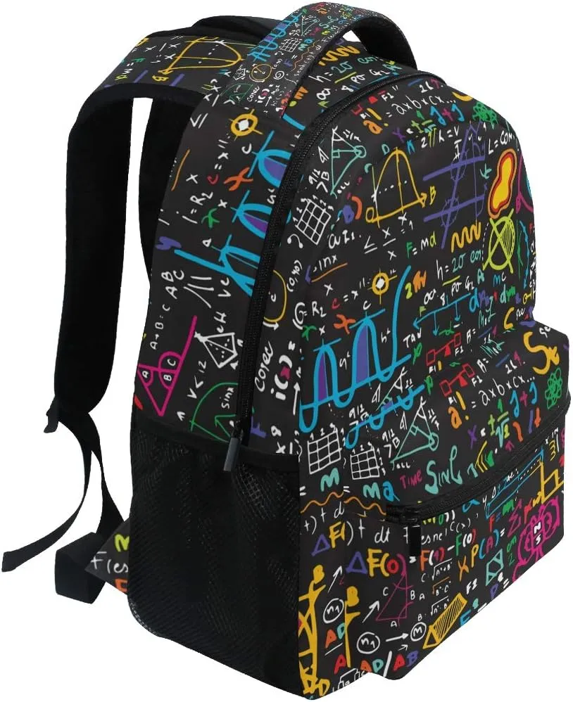 ALAZA Colorful Math Science Geometric Large Backpack Personalized Laptop iPad Tablet Travel School Bag with Multiple Pockets for Men Women College