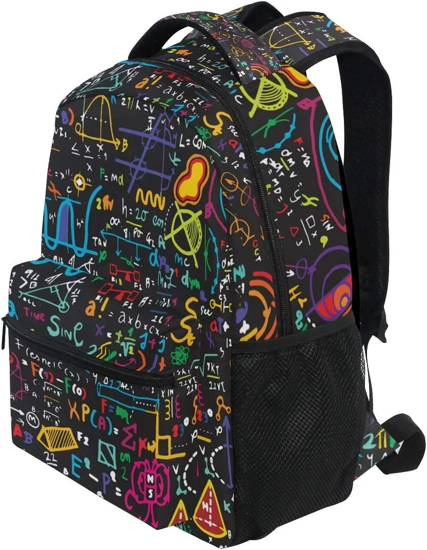 ALAZA Colorful Math Science Geometric Large Backpack Personalized Laptop iPad Tablet Travel School Bag with Multiple Pockets for Men Women College
