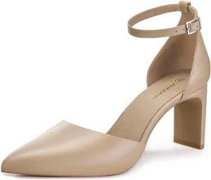 ALICEPUB Women's Detachable Bow Heels Closed Toe 3 Inch Heels Comfortable Work Dress Prom Wedding Pumps