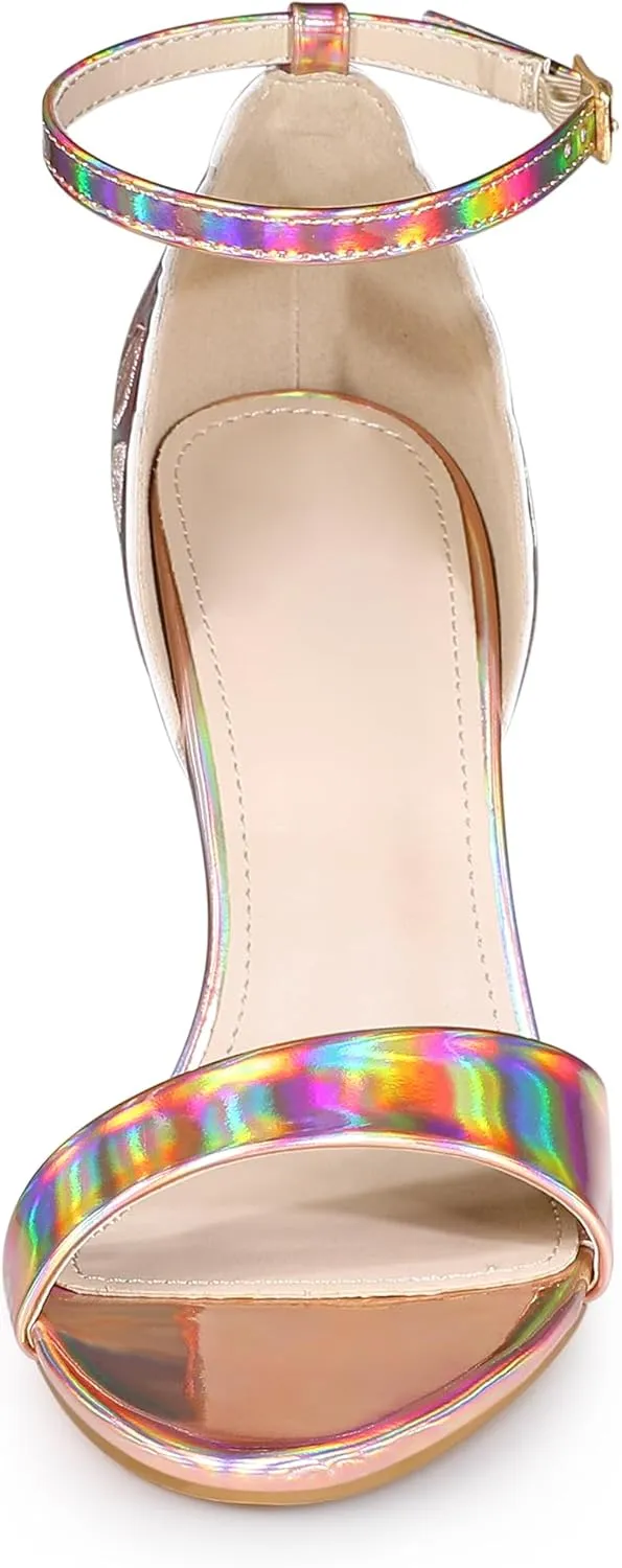 Allegra K Women's Butterfly Heels Metallic Stiletto Heel Sandals