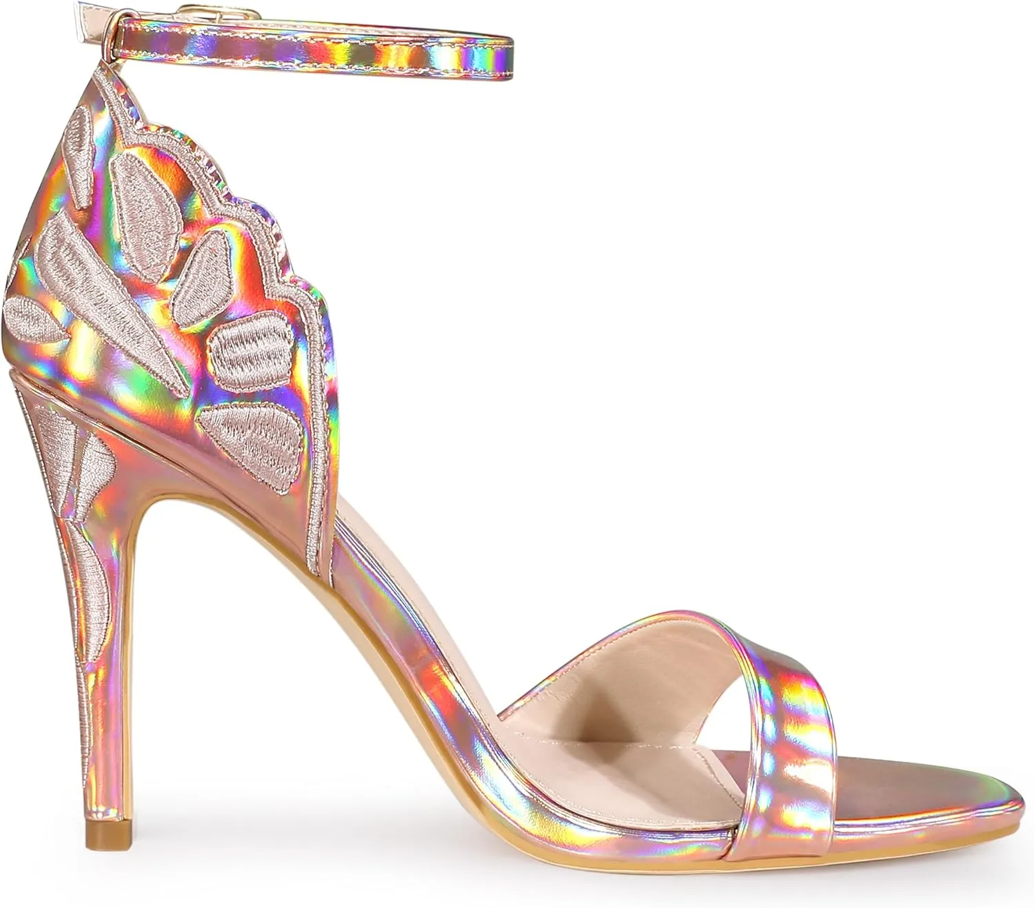Allegra K Women's Butterfly Heels Metallic Stiletto Heel Sandals