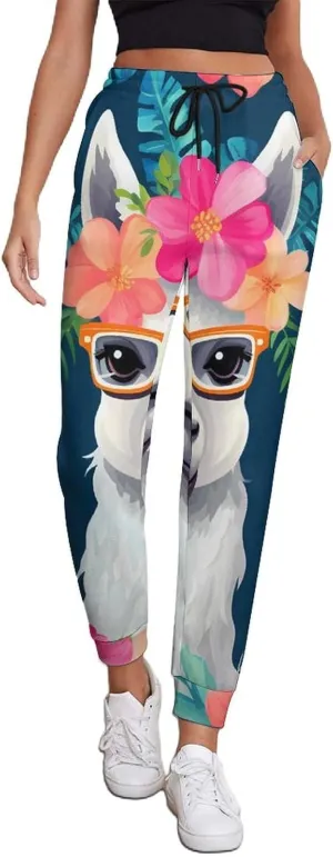 Alo-ha Llama Sweatpants for Women High Waisted Joggers with Pockets Lounge Yoga Pants for Workout Running