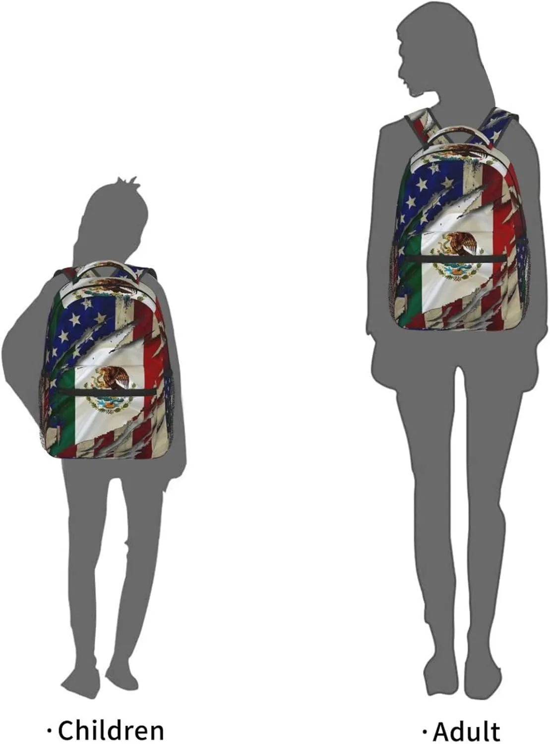 American Flag With Mexican Flag Backpack For College School Large Laptop Bag Shoulder Bags Student Bookbag 17 Inch