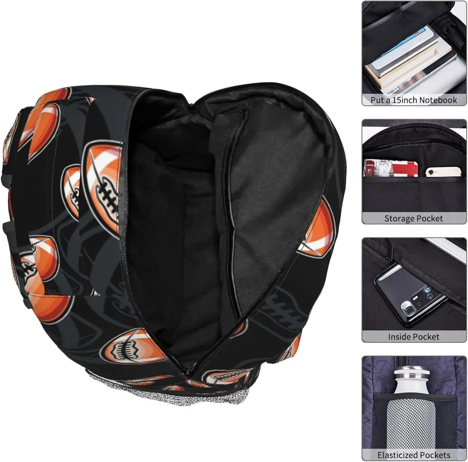 American Football Wallpaper Backpack For College School Large Laptop Bag Shoulder Bags Student Bookbag 17 Inch