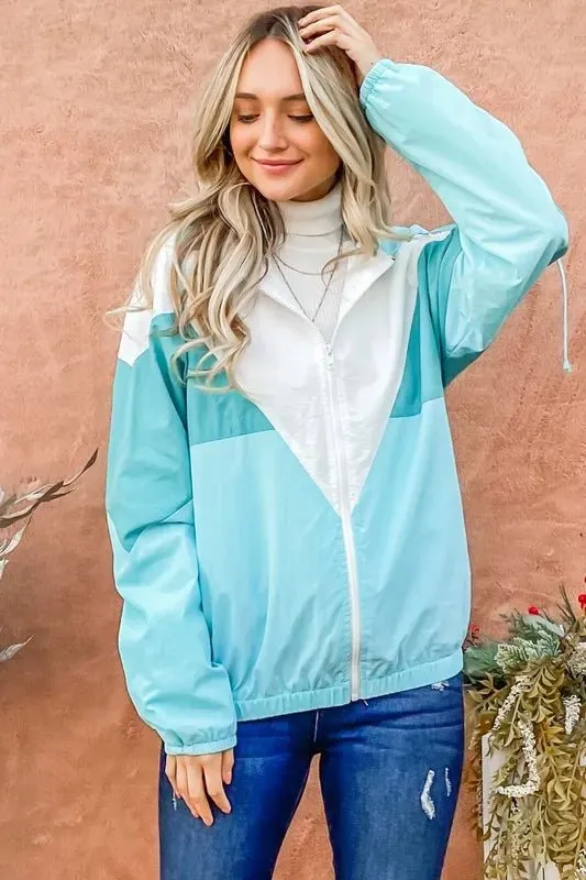 And The Why Color Block Windbreaker Jacket