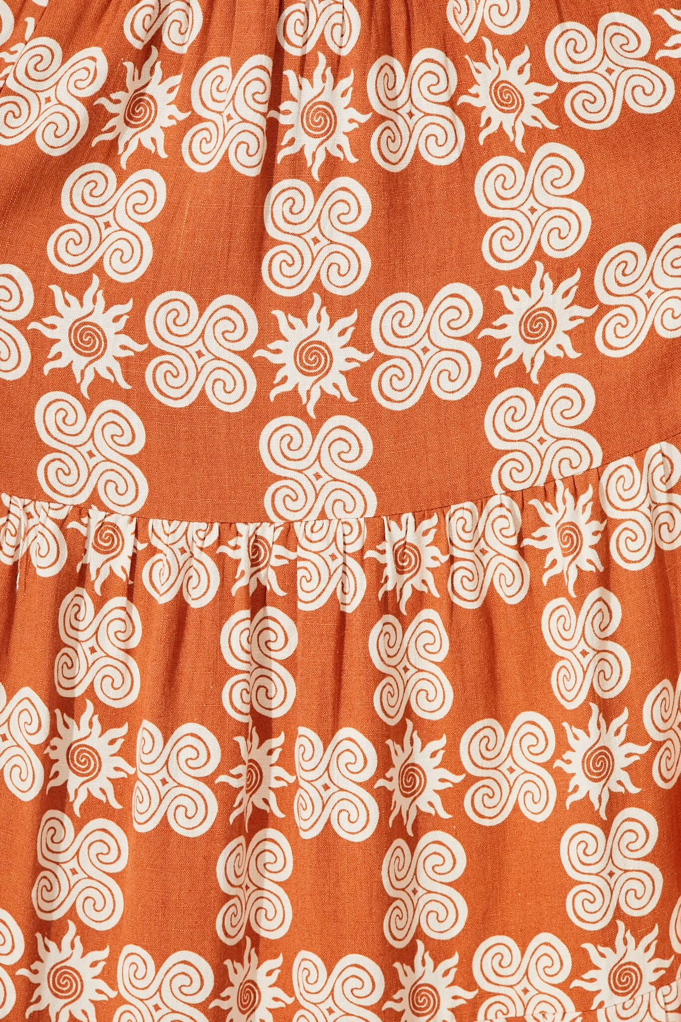Anouka Maxi Dress In Rust Sun Print Linen Blend