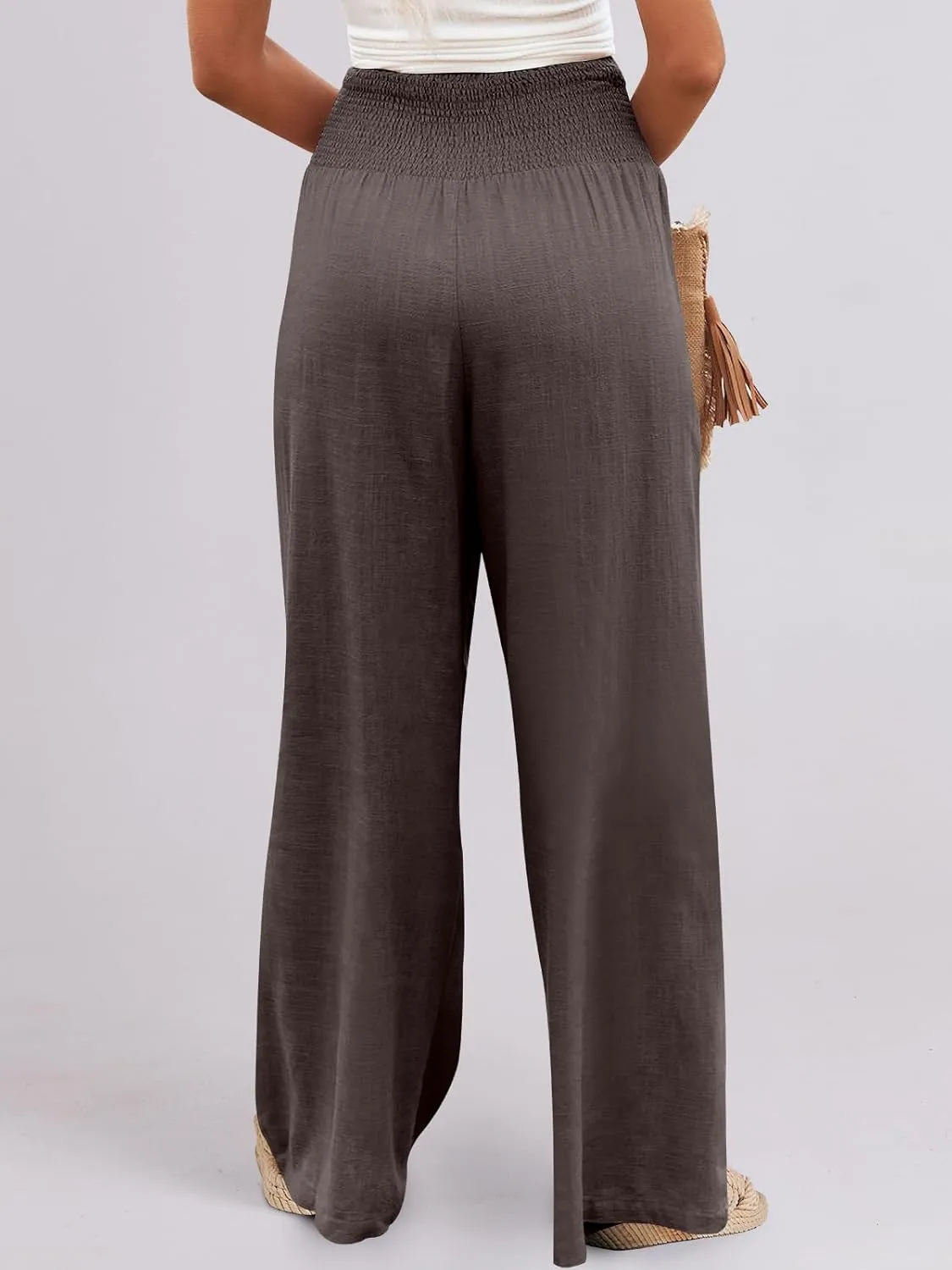 ANRABESS Women Linen Palazzo Pants Summer Boho Wide Leg High Waist Casual Lounge Pant 2025 Beach Travel Vacation Outfits
