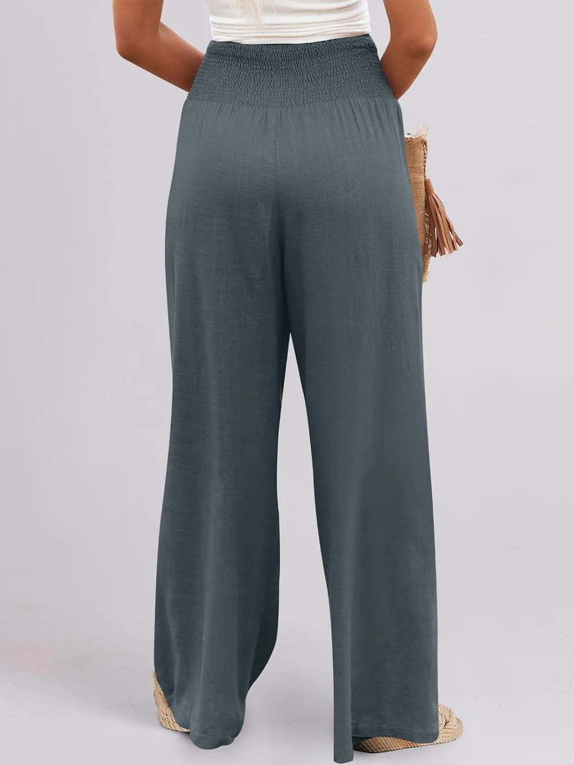 ANRABESS Women Linen Palazzo Pants Summer Boho Wide Leg High Waist Casual Lounge Pant 2025 Beach Travel Vacation Outfits