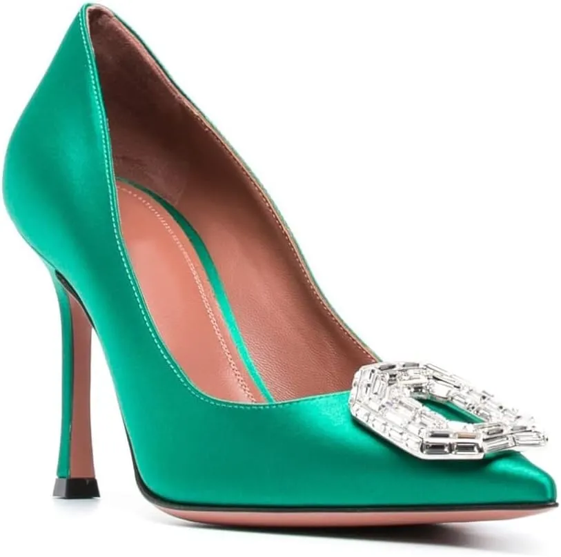 Arqa Pumps for Women Crystal Embellished Pointed Toe High Heels Wedding Dress Stiletto Heel Pump Shoes