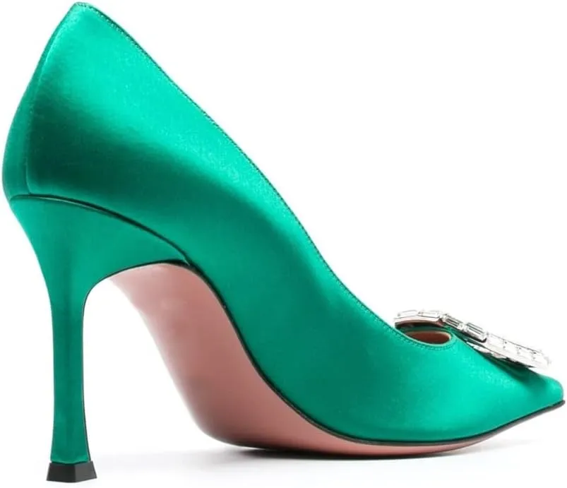 Arqa Pumps for Women Crystal Embellished Pointed Toe High Heels Wedding Dress Stiletto Heel Pump Shoes