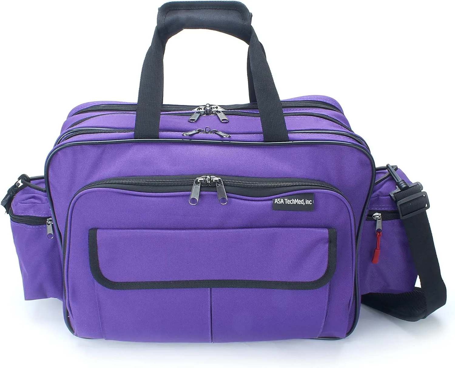 ASA TECHMED Nursing Bag with Compartments – Durable Medical Equipment Shoulder Bag for Nurses, Physicians, EMTs, Multi-Pocket, Nylon Reinforced, Adjustable Straps (Purple)