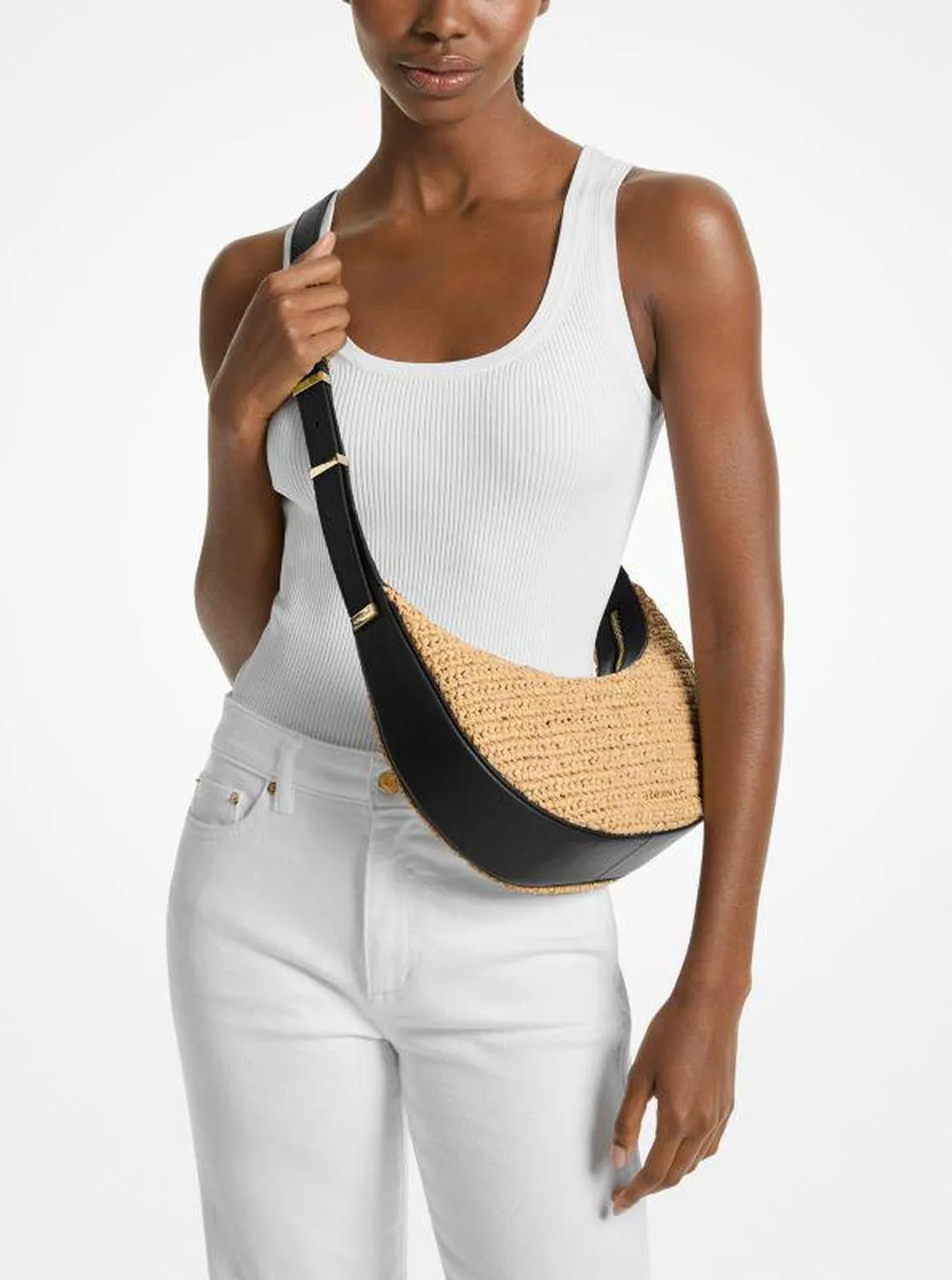 Avra Medium Hand-Crocheted and Leather Crossbody Bag