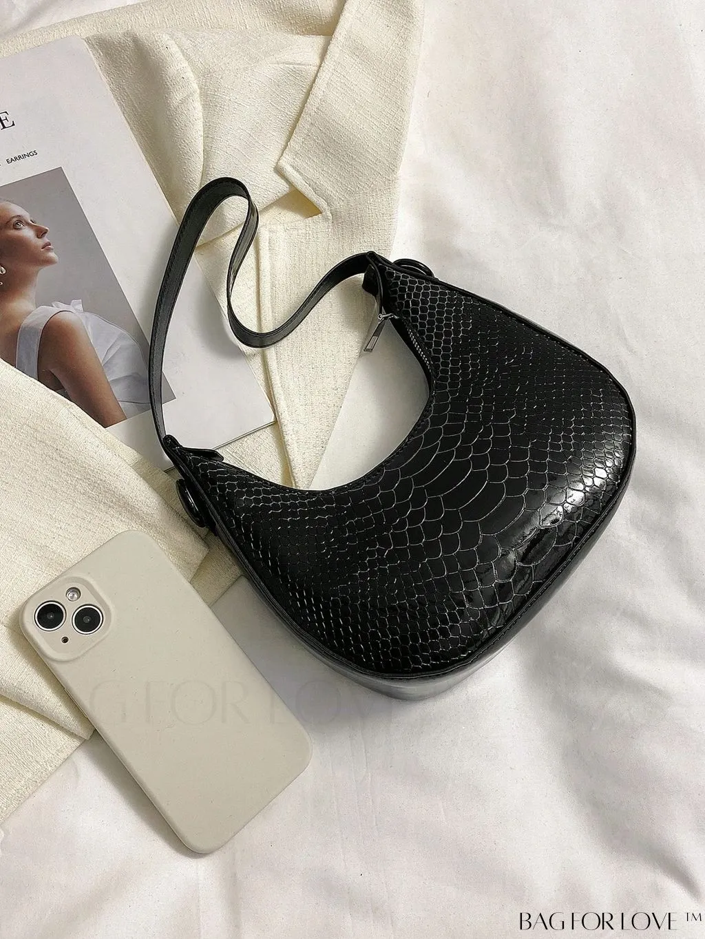 BagForLove - Exquisite Metallic Crocodile-Embossed Hobo Bag