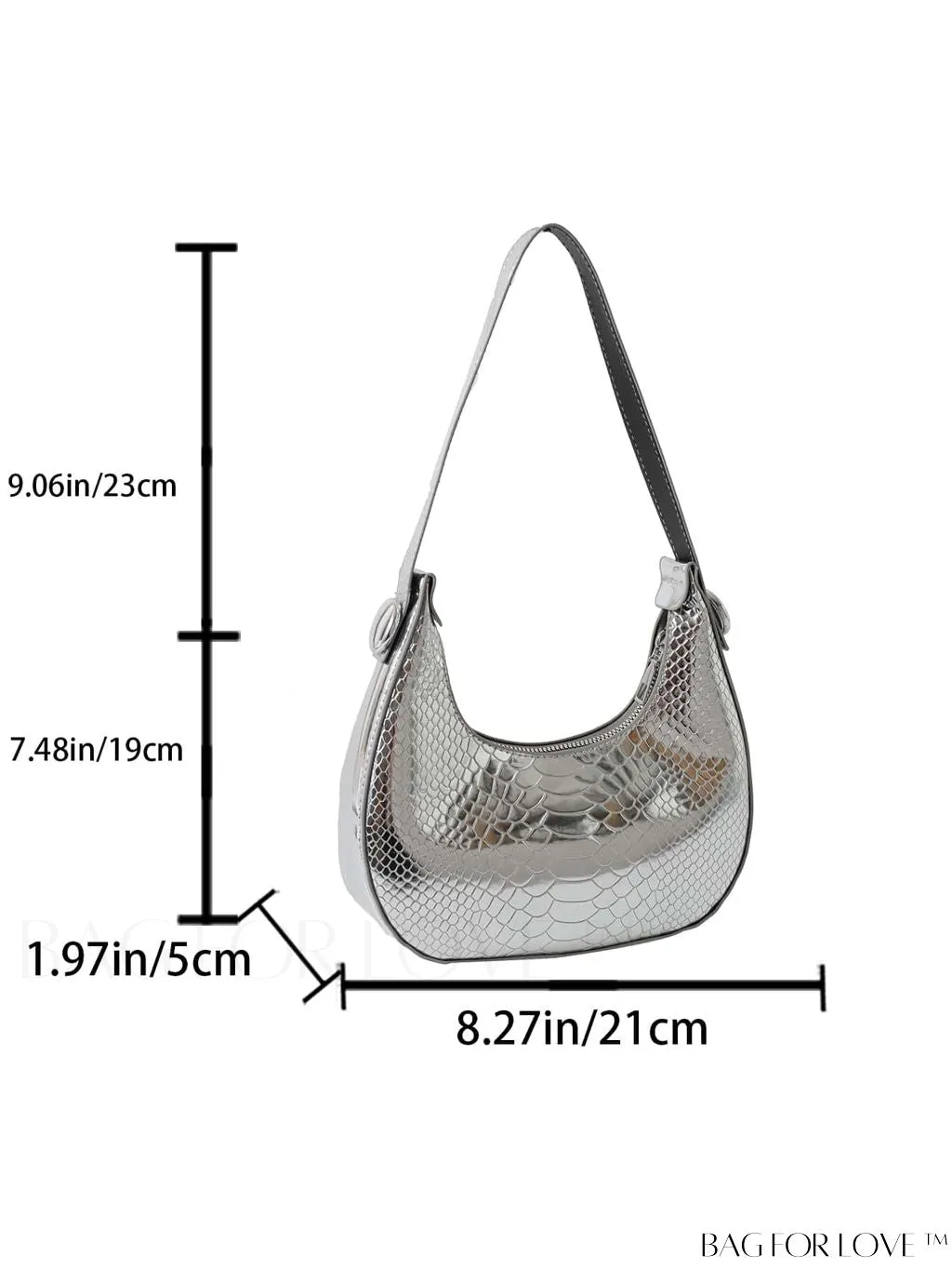 BagForLove - Exquisite Metallic Crocodile-Embossed Hobo Bag