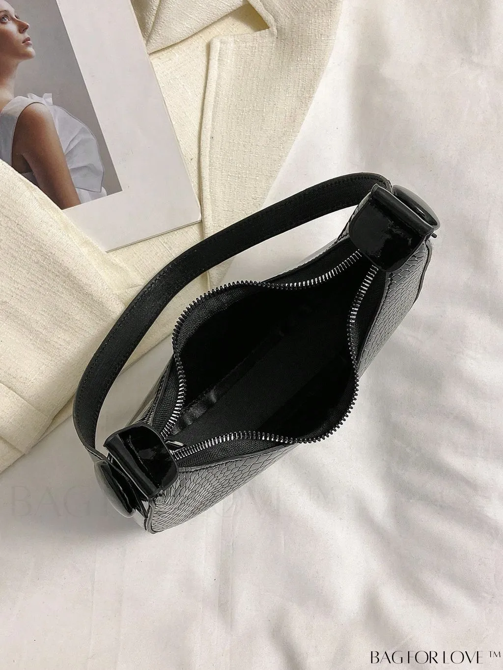 BagForLove - Exquisite Metallic Crocodile-Embossed Hobo Bag