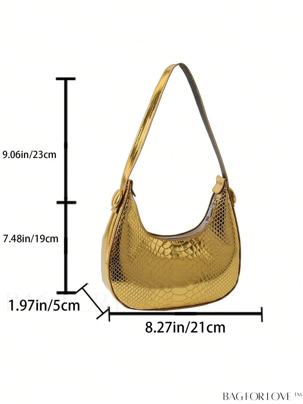 BagForLove - Exquisite Metallic Crocodile-Embossed Hobo Bag
