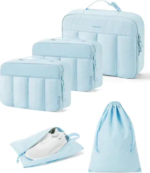 BAGSMART Hanging Packing Cubes for Travel Women, Large Capacity Luggage Organizers for Suitcases, Quilted Travel Essentials for Women, Blue