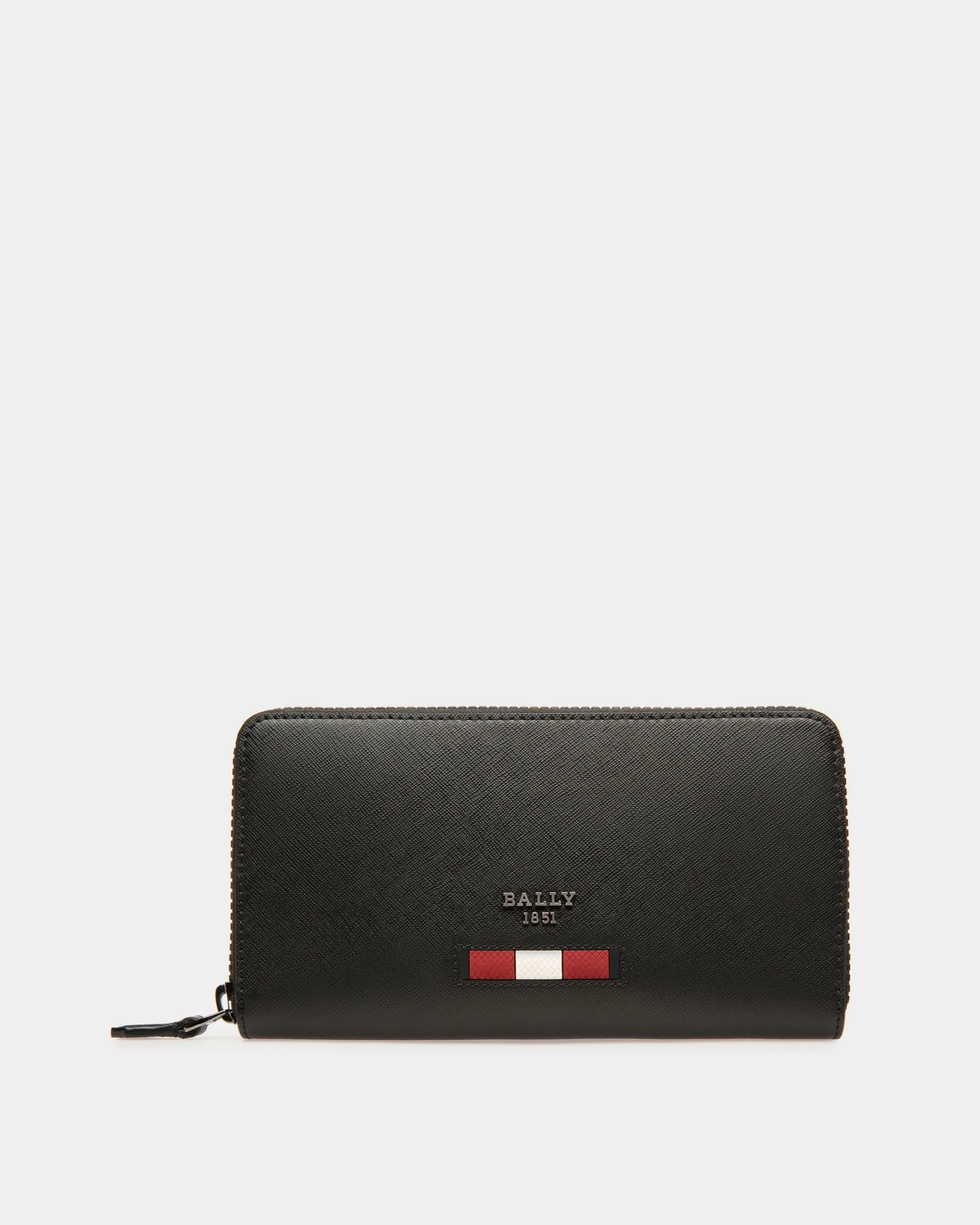 Balen Recycled Leather Travel Wallet In Black