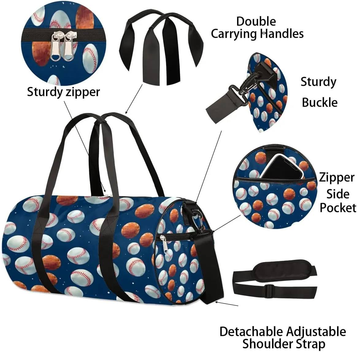 Ball Travel Duffle Bag Gym Bag for Women Men Lightweight Carry on Duffel Bag for Sports Gyms Weekend Getaway