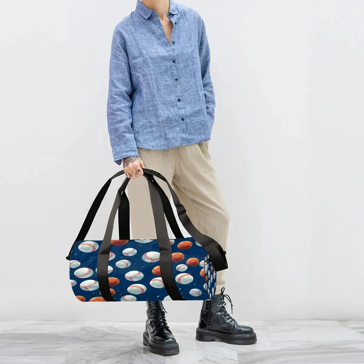 Ball Travel Duffle Bag Gym Bag for Women Men Lightweight Carry on Duffel Bag for Sports Gyms Weekend Getaway