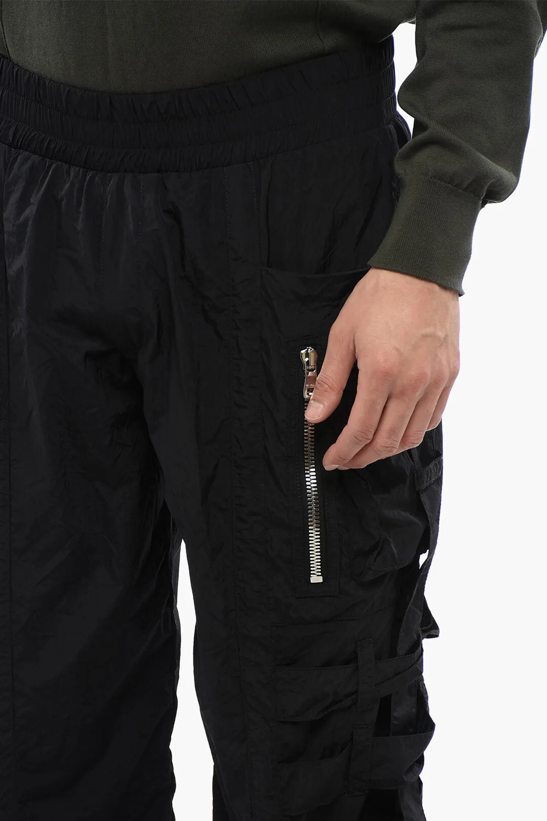 Balmain Nylon BANDED Cargo Pants with Cuffs