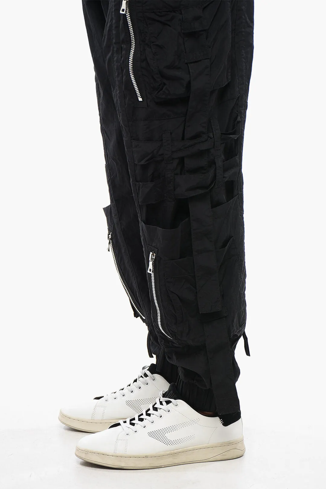 Balmain Nylon BANDED Cargo Pants with Cuffs