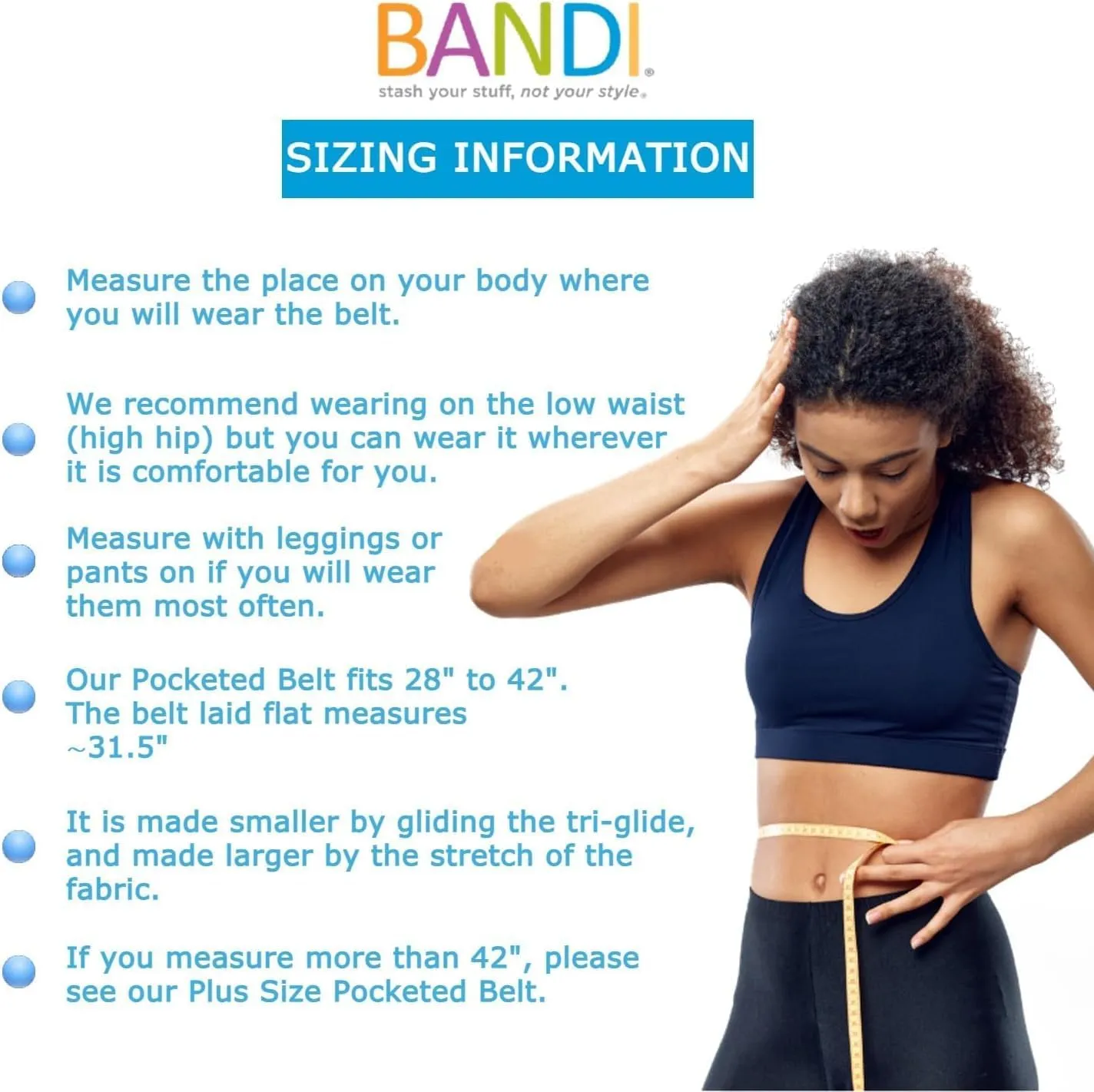 BANDI Running Belt for Women – Waist Fanny Pack Hands Free Way to Carry Phone, Passport, Keys, ID, Money & Everyday Essentials Made in the USA