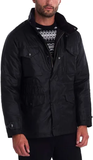 Barbour Mens Sapper Coated Hooded Jacket Black XL