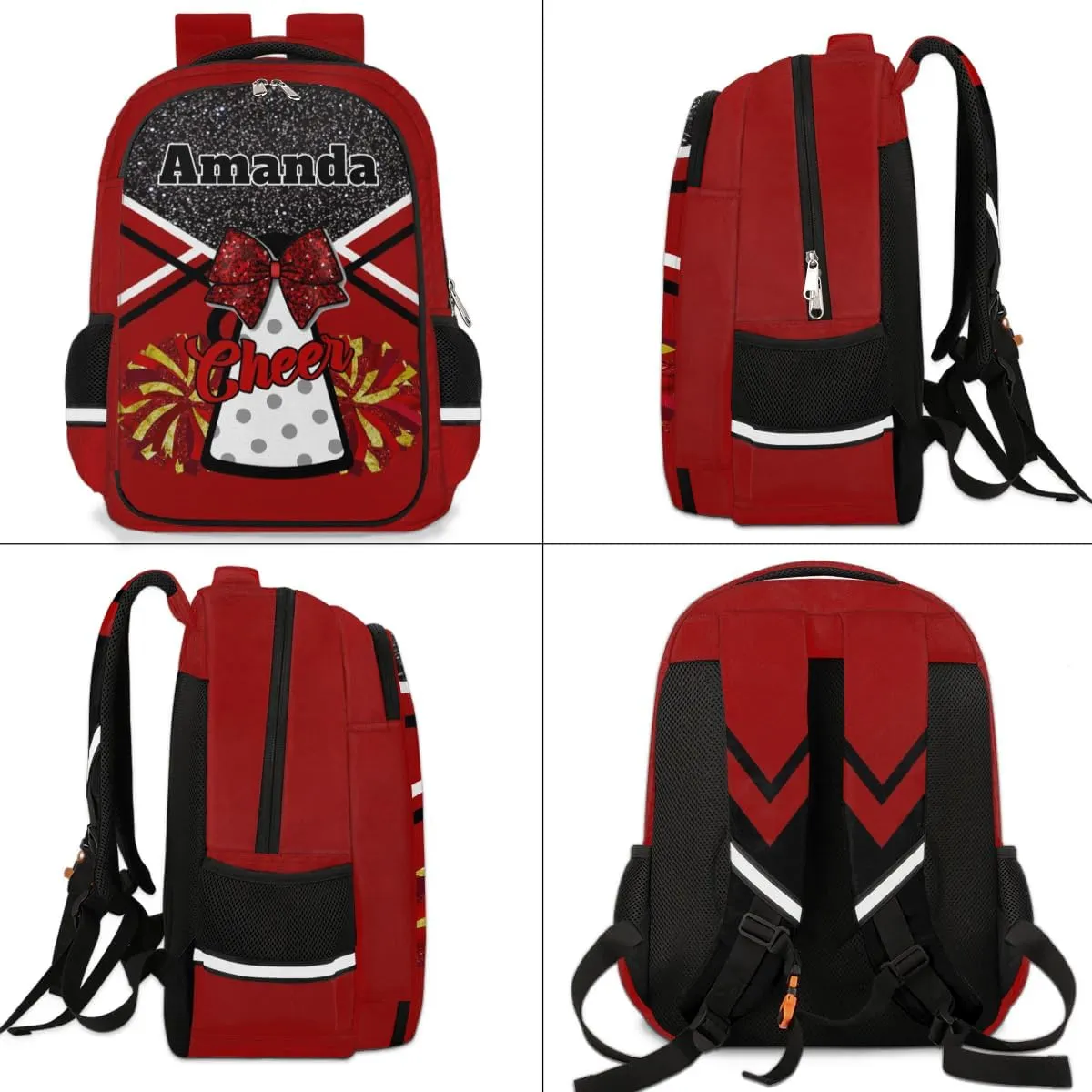 Bardic Personalized Cheer Backpack Kids Backpack for Girls Boys Custom Backpacks Schoolbag for Children Backpack Glitter Cheerleader Gift for Kids