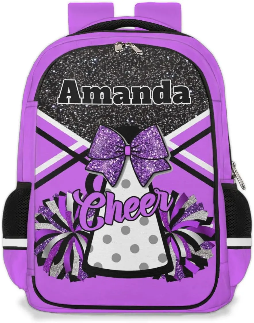 Bardic Personalized Cheer Backpack Kids Backpack for Girls Boys Custom Backpacks Schoolbag for Children Backpack Glitter Cheerleader Gift for Kids