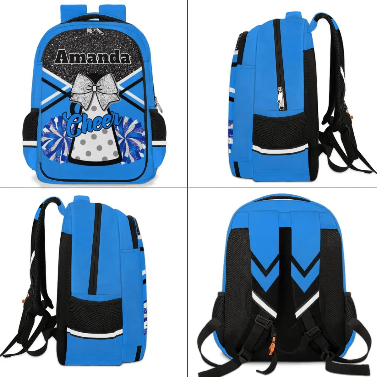 Bardic Personalized Cheer Backpack Kids Backpack for Girls Boys Custom Backpacks Schoolbag for Children Backpack Glitter Cheerleader Gift for Kids