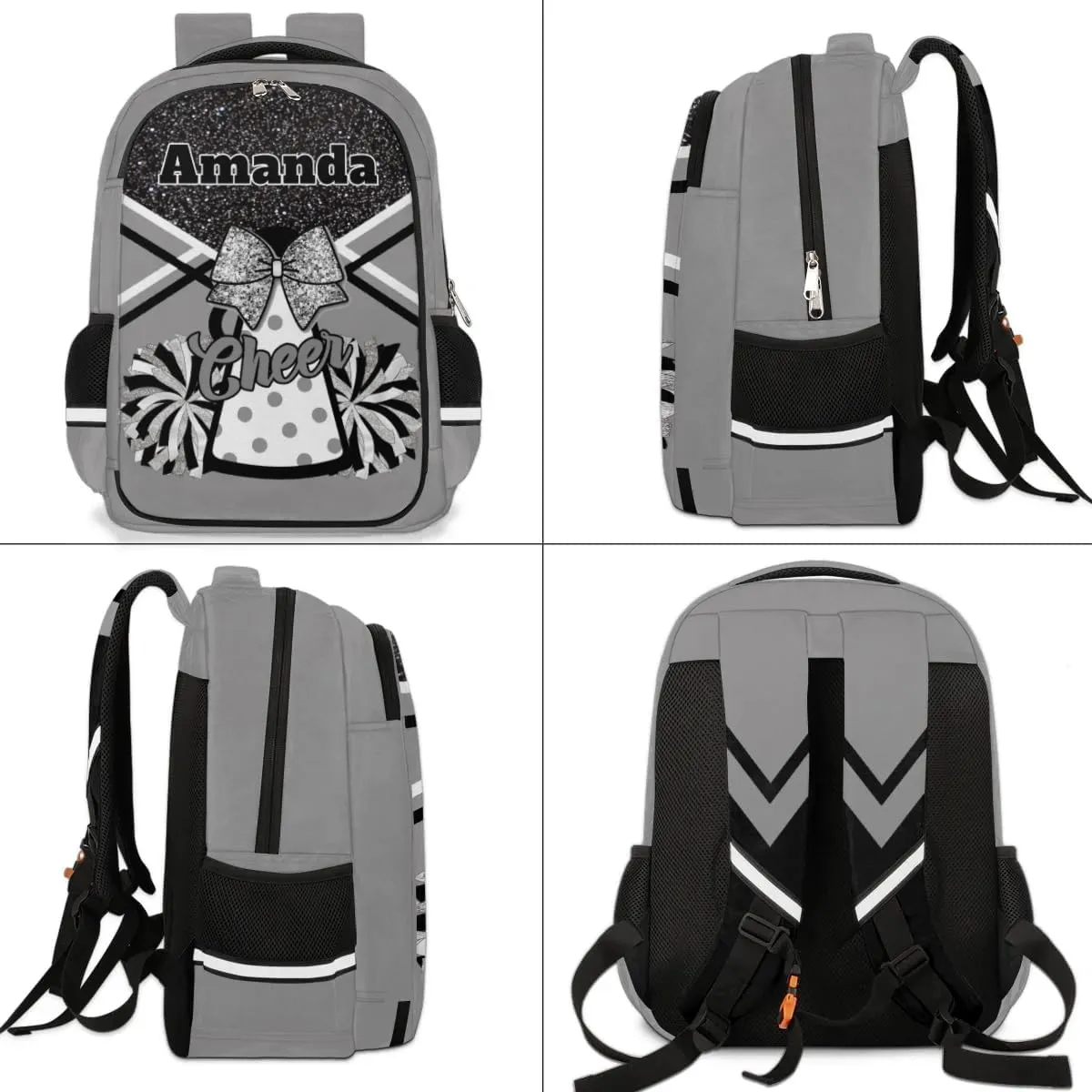 Bardic Personalized Cheer Backpack Kids Backpack for Girls Boys Custom Backpacks Schoolbag for Children Backpack Glitter Cheerleader Gift for Kids