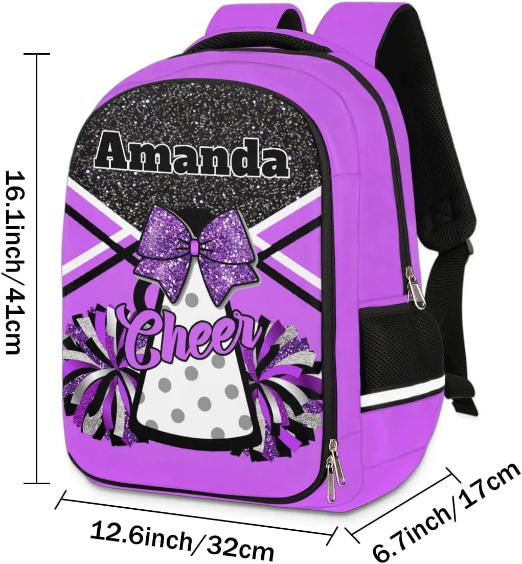 Bardic Personalized Cheer Backpack Kids Backpack for Girls Boys Custom Backpacks Schoolbag for Children Backpack Glitter Cheerleader Gift for Kids