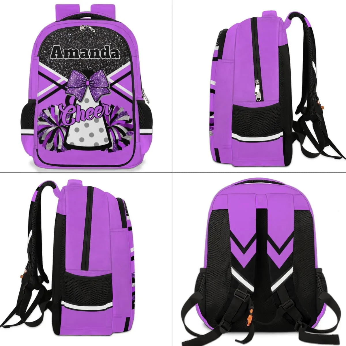 Bardic Personalized Cheer Backpack Kids Backpack for Girls Boys Custom Backpacks Schoolbag for Children Backpack Glitter Cheerleader Gift for Kids