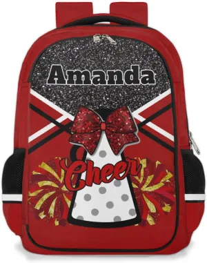 Bardic Personalized Cheer Backpack Kids Backpack for Girls Boys Custom Backpacks Schoolbag for Children Backpack Glitter Cheerleader Gift for Kids