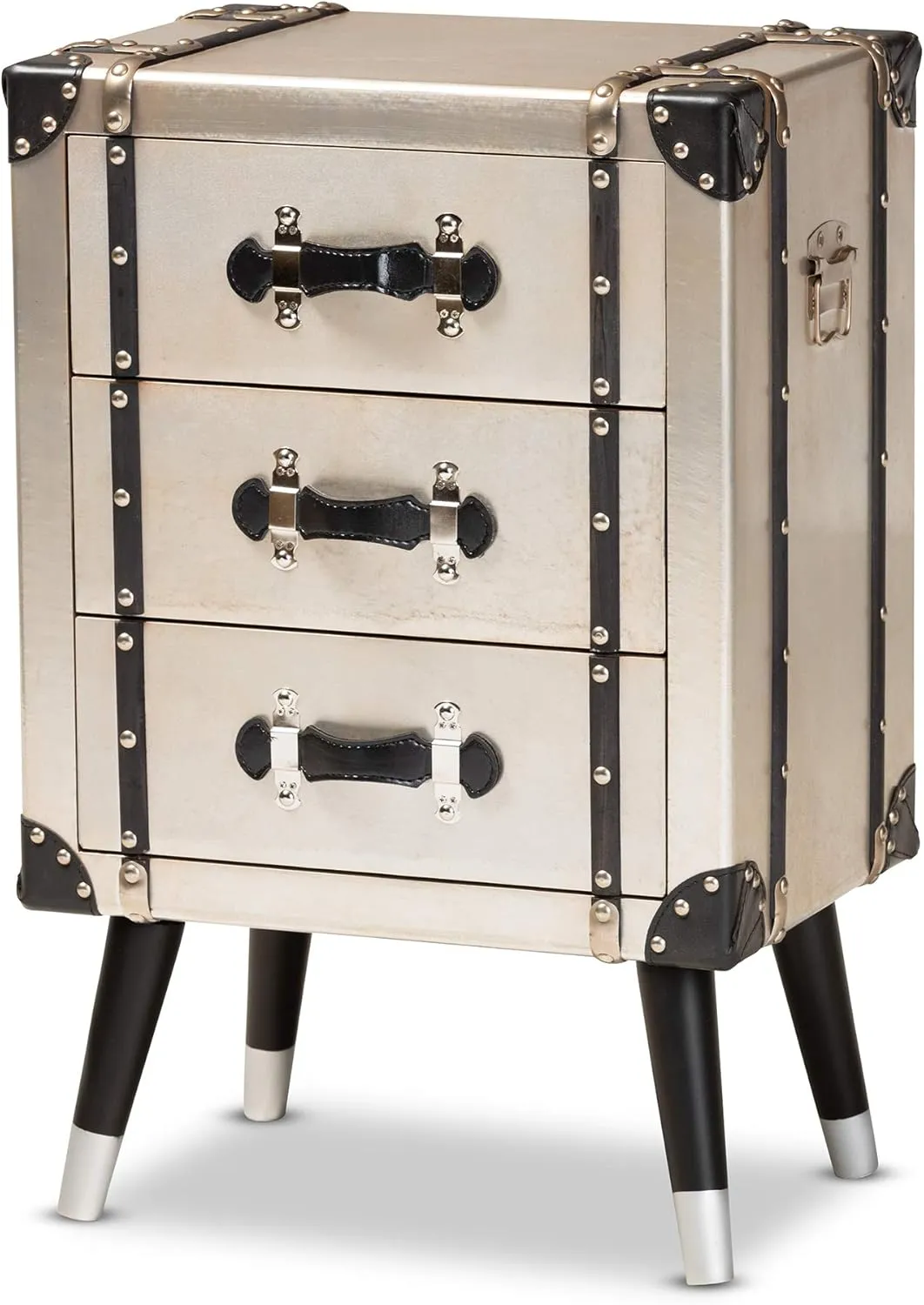 Baxton Studio Nightstands, Silver/Black