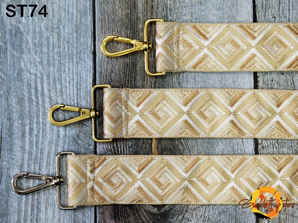 Beige Embroidered Purse Crossbody Strap for Purses Boho Bags Embroidery Replacement Strap Boho Guitar Strap Handbag Strap gift for mom