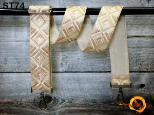 Beige Embroidered Purse Crossbody Strap for Purses Boho Bags Embroidery Replacement Strap Boho Guitar Strap Handbag Strap gift for mom