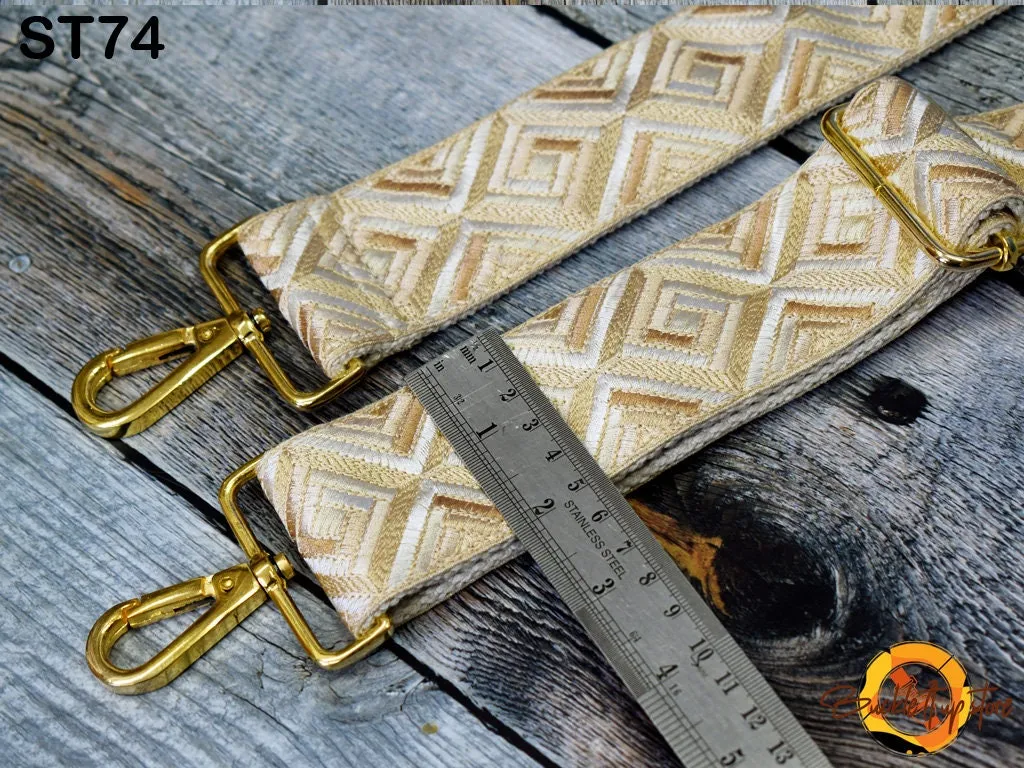 Beige Embroidered Purse Crossbody Strap for Purses Boho Bags Embroidery Replacement Strap Boho Guitar Strap Handbag Strap gift for mom