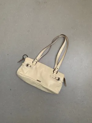 Beige leather shoulder bag