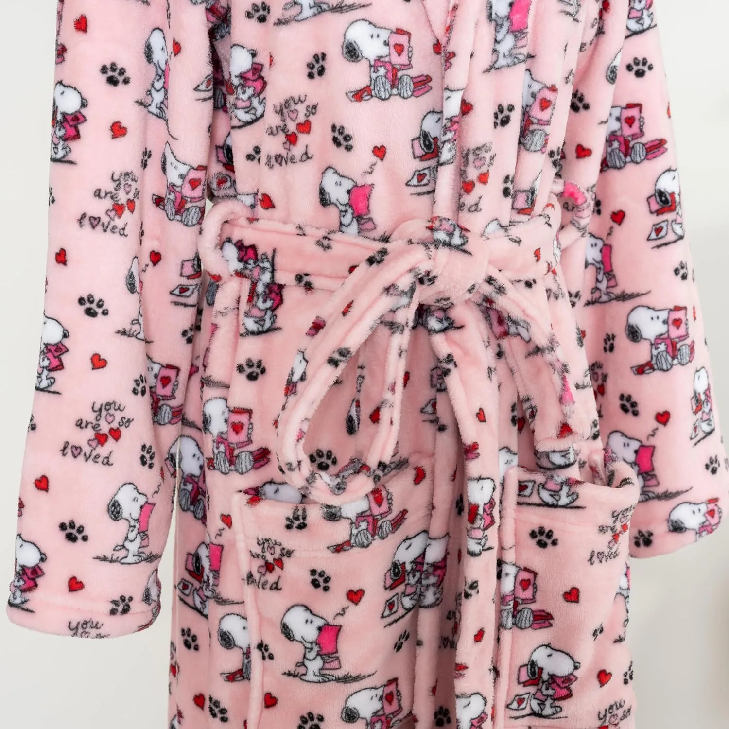 Berkshire Blanket Peanuts® Snoopy VelvetLoft® Soft Lightweight Women Robes, Short Hooded Robe with Pockets, Gifts for Women