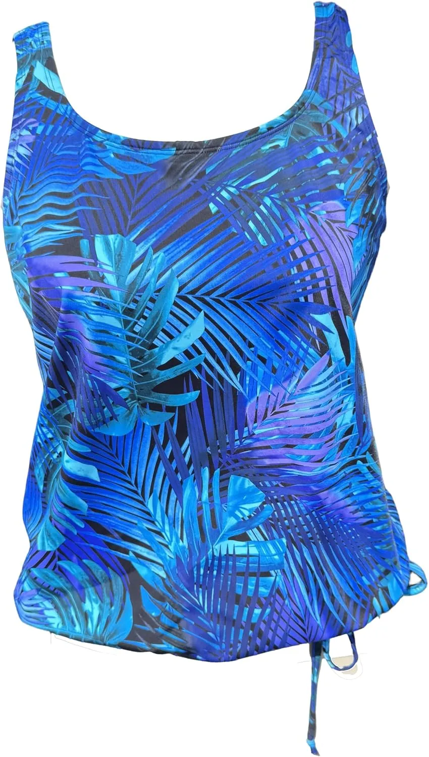 BIMEI Pocketed Split Mastectomy Swimsuit Tankini Swimwear Women Two Piece Swim Top Shorts Bathing Suits 238
