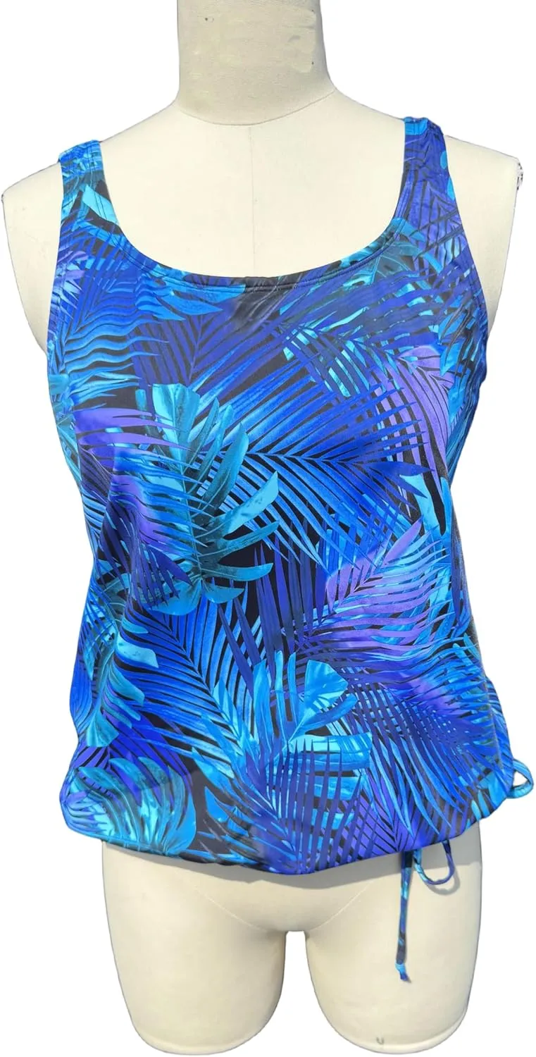 BIMEI Pocketed Split Mastectomy Swimsuit Tankini Swimwear Women Two Piece Swim Top Shorts Bathing Suits 238