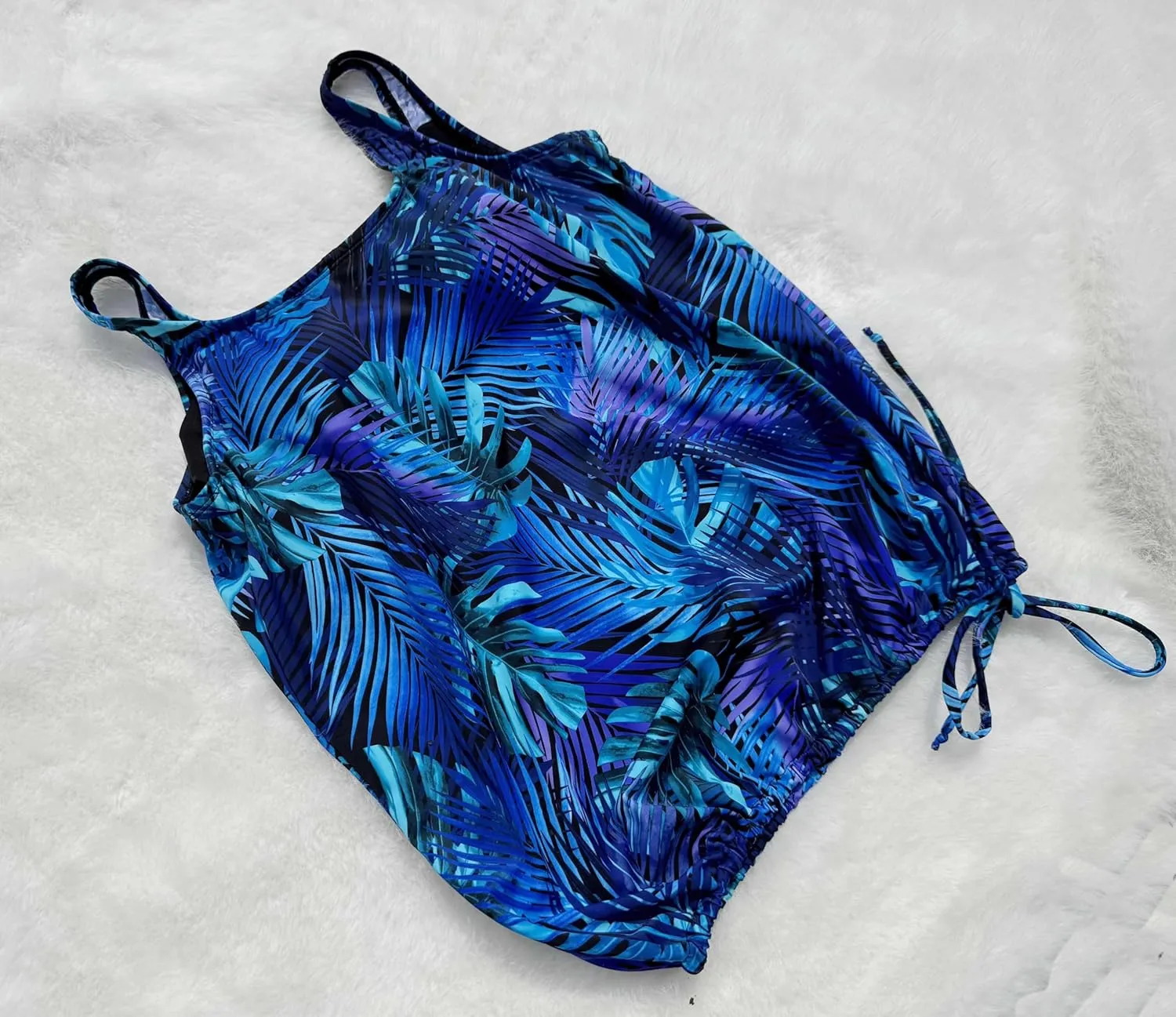 BIMEI Pocketed Split Mastectomy Swimsuit Tankini Swimwear Women Two Piece Swim Top Shorts Bathing Suits 238