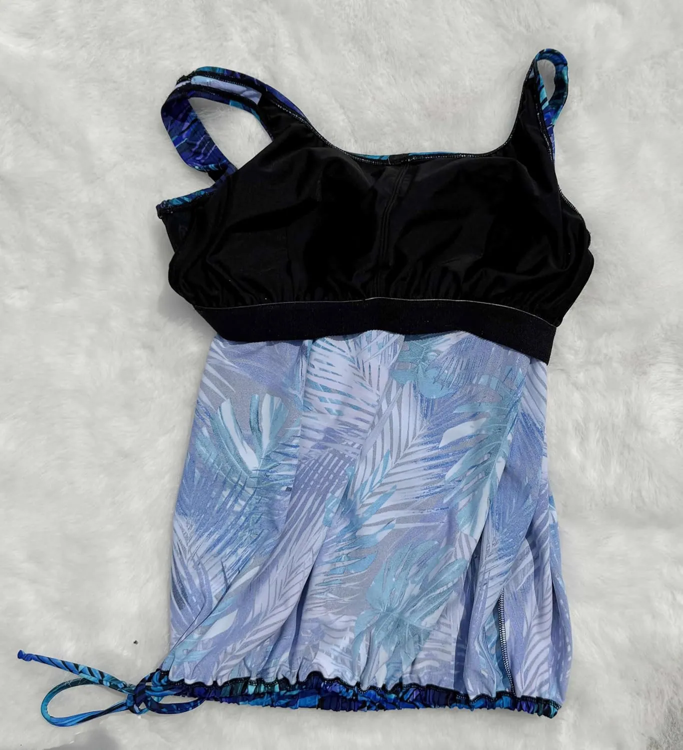 BIMEI Pocketed Split Mastectomy Swimsuit Tankini Swimwear Women Two Piece Swim Top Shorts Bathing Suits 238