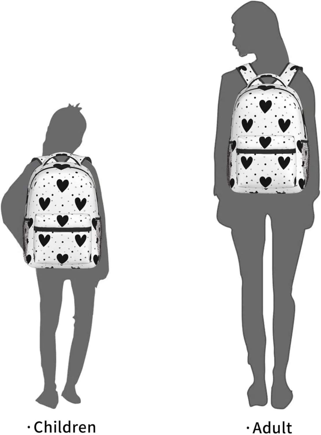 Black And White Hearts Backpack For College School Large Laptop Bag Shoulder Bags Student Bookbag 17 Inch
