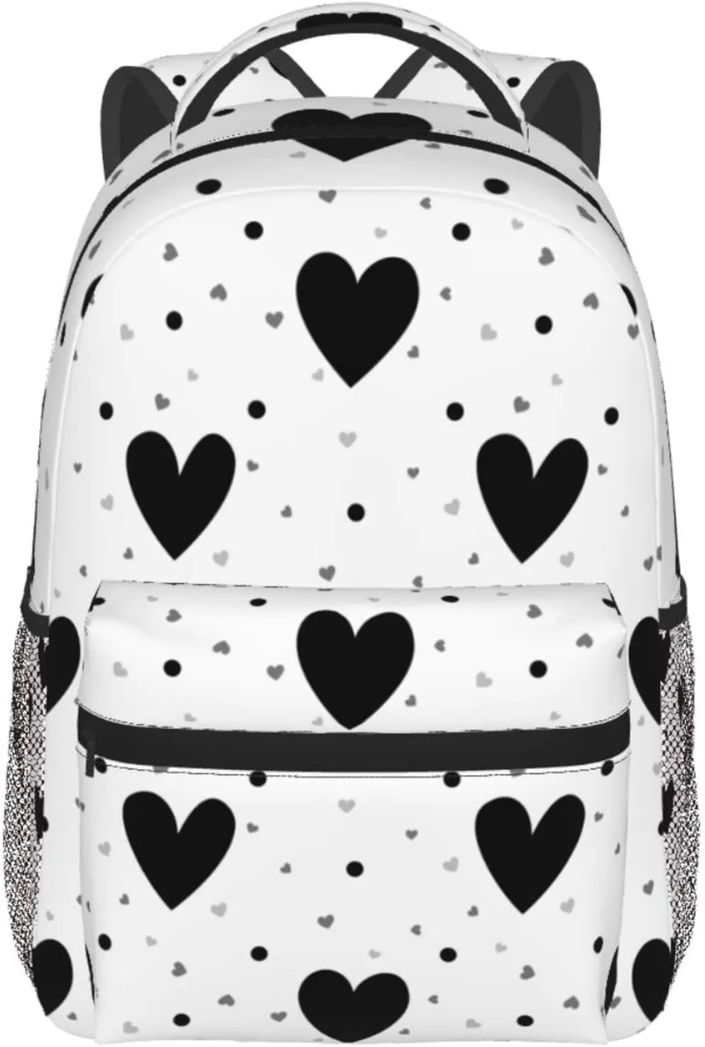 Black And White Hearts Backpack For College School Large Laptop Bag Shoulder Bags Student Bookbag 17 Inch