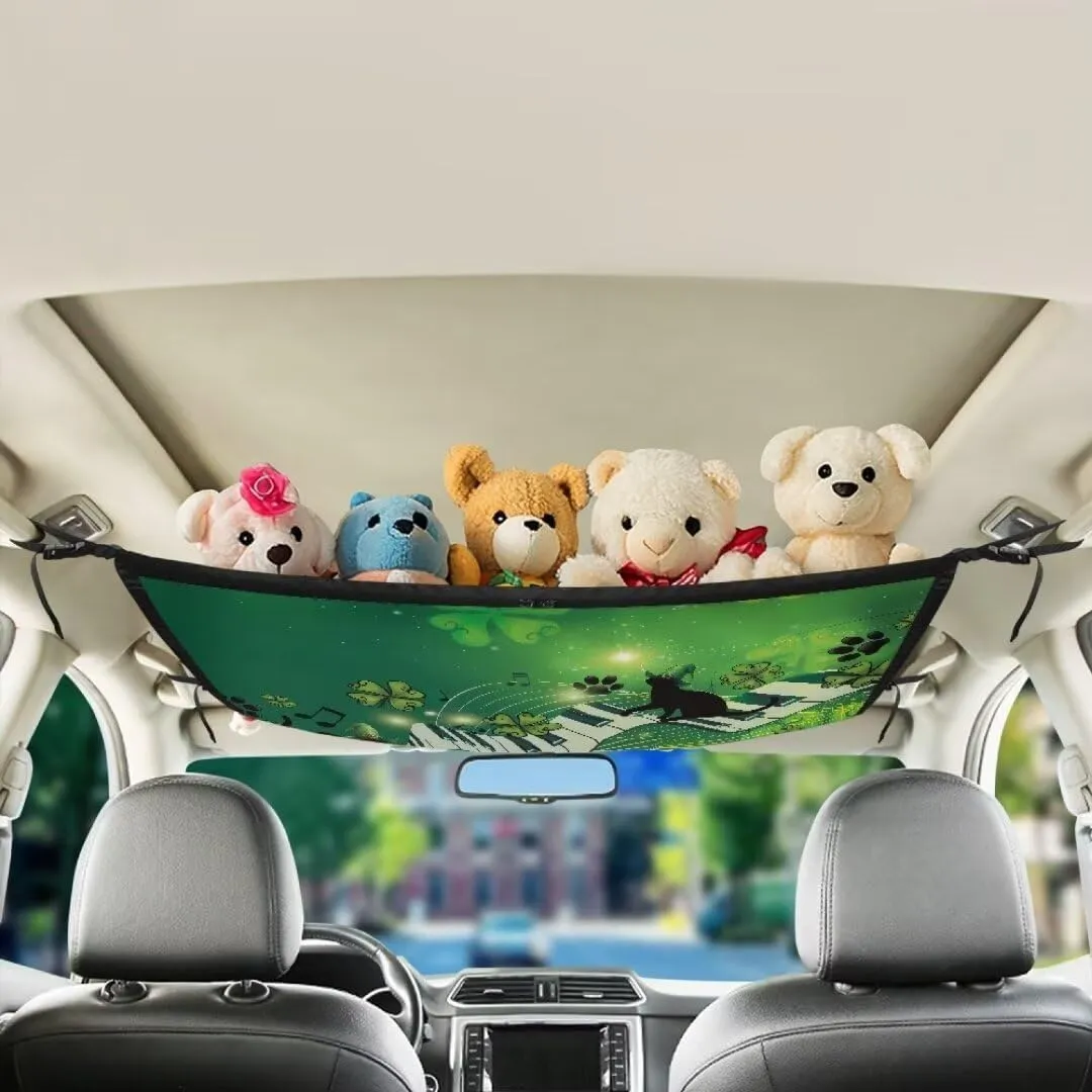 Black Cat Piano Keys Car Roof Storage Bag Car Seat Organizer Roof Storage Premium Car Seat Organizer One Size Inner Car Accessories